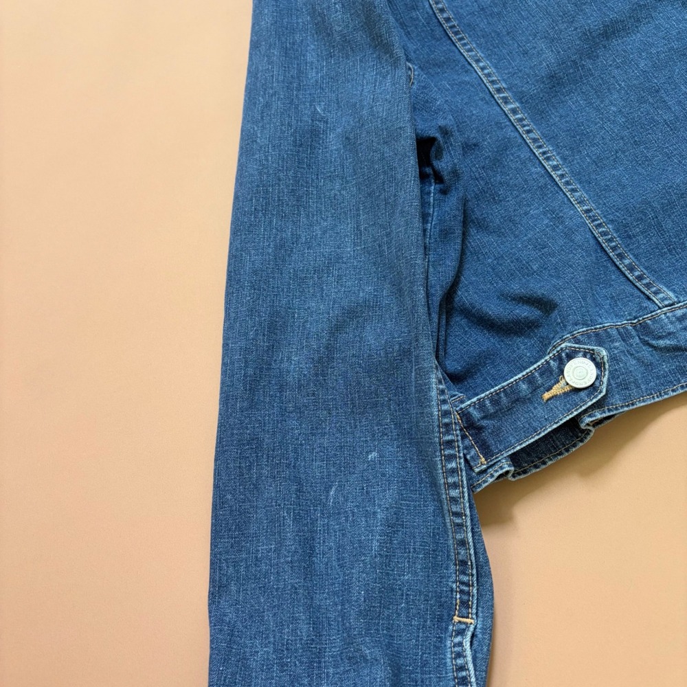 Lands End Womens XL 18-20 Denim Trucker Jacket Medium Wash Blue Cotton Classic - Picture 10 of 12